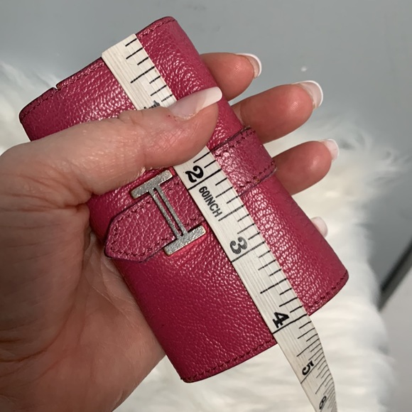 Authentic Hermes Bearn pink soft leather 4-ring key pouch key case key holder - Picture 16 of 17
